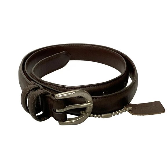 Auth COACH - Dark Brown Leather Hardware Belt - Picture 1 of 8
